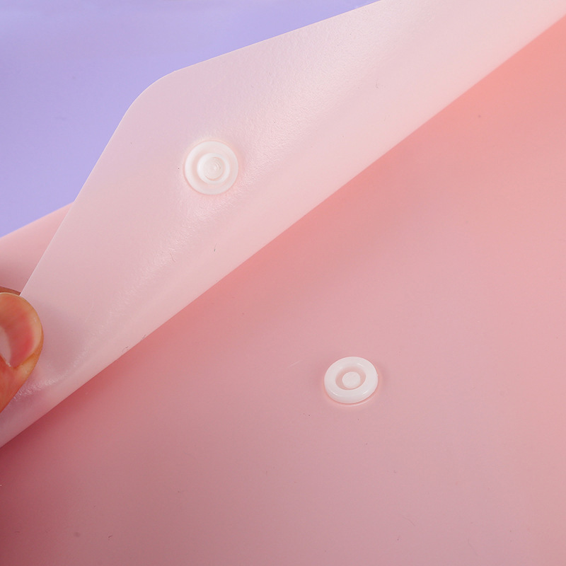 Morandi color transparent snap file bag wholesale a4 storage paper data file bag pp waterproof bag with label