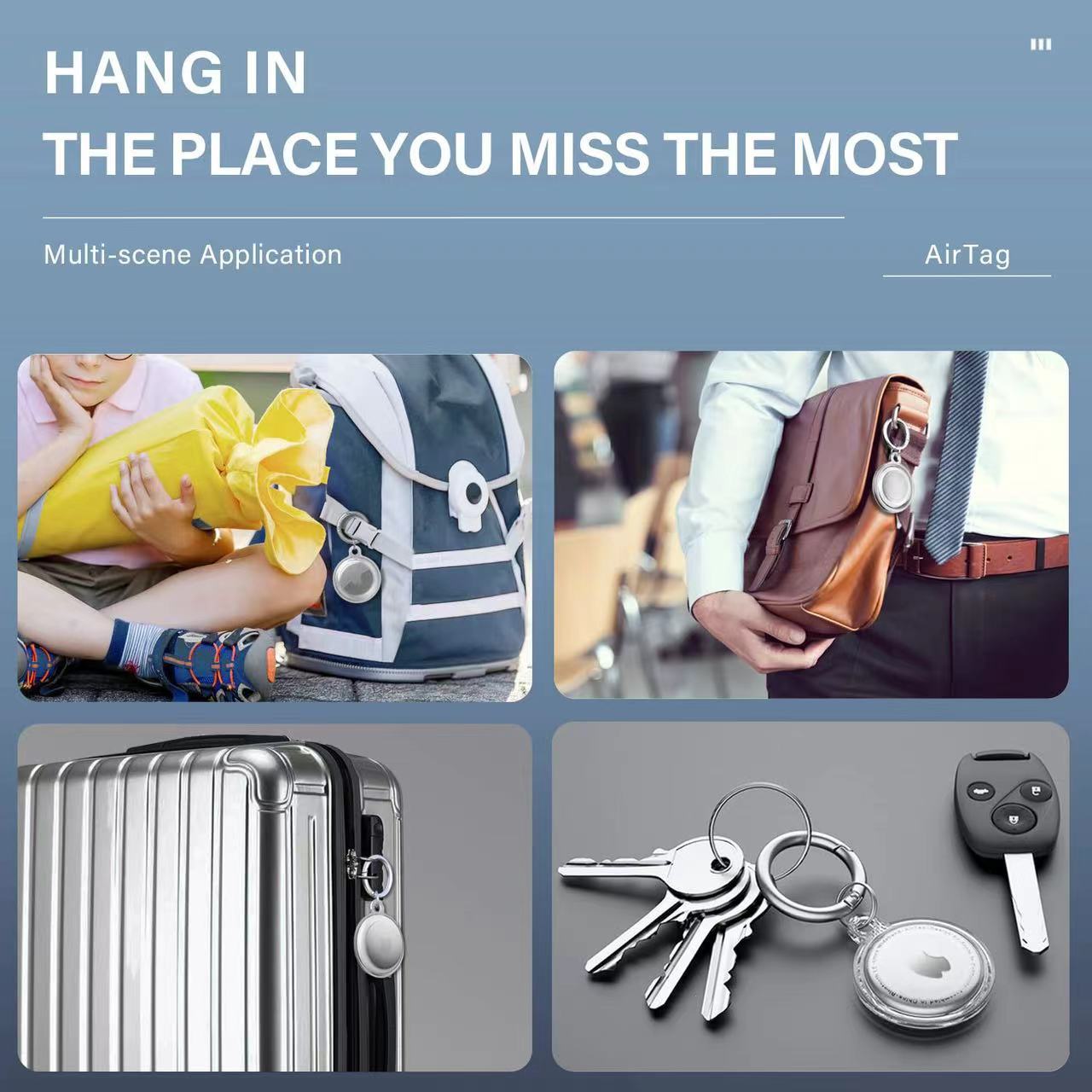 Applicable to Apple Airtag Locator Anti-lost Device Tracker All-inclusive Waterproof TPU Keychain Transparent Color Protective Cover