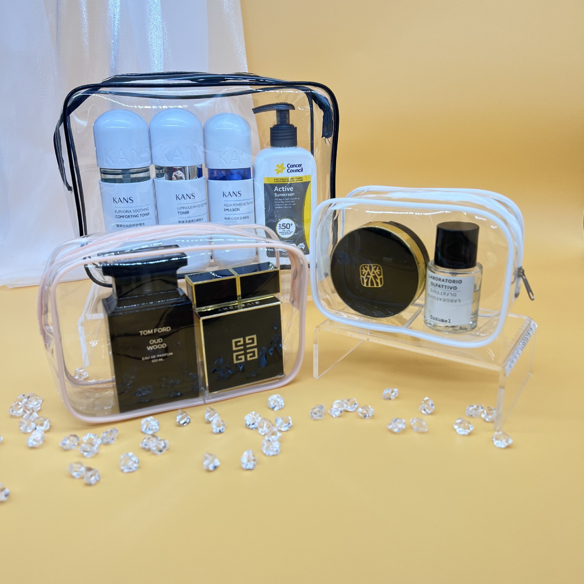 Transparent pvc cosmetic bag high-looking large capacity portable travel packing bag printing logo multifunctional storage bag