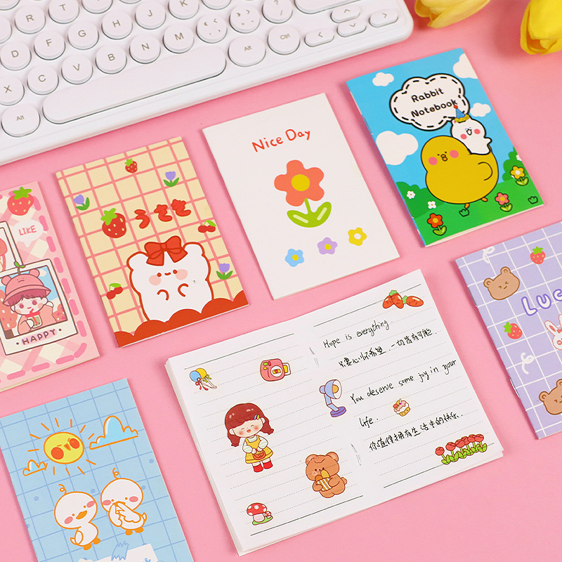 Cartoon Cute 64K Small Notebook Korean Stationery Flap Pocket Pants Mini Notepad Portable Notebook Student Small Gift