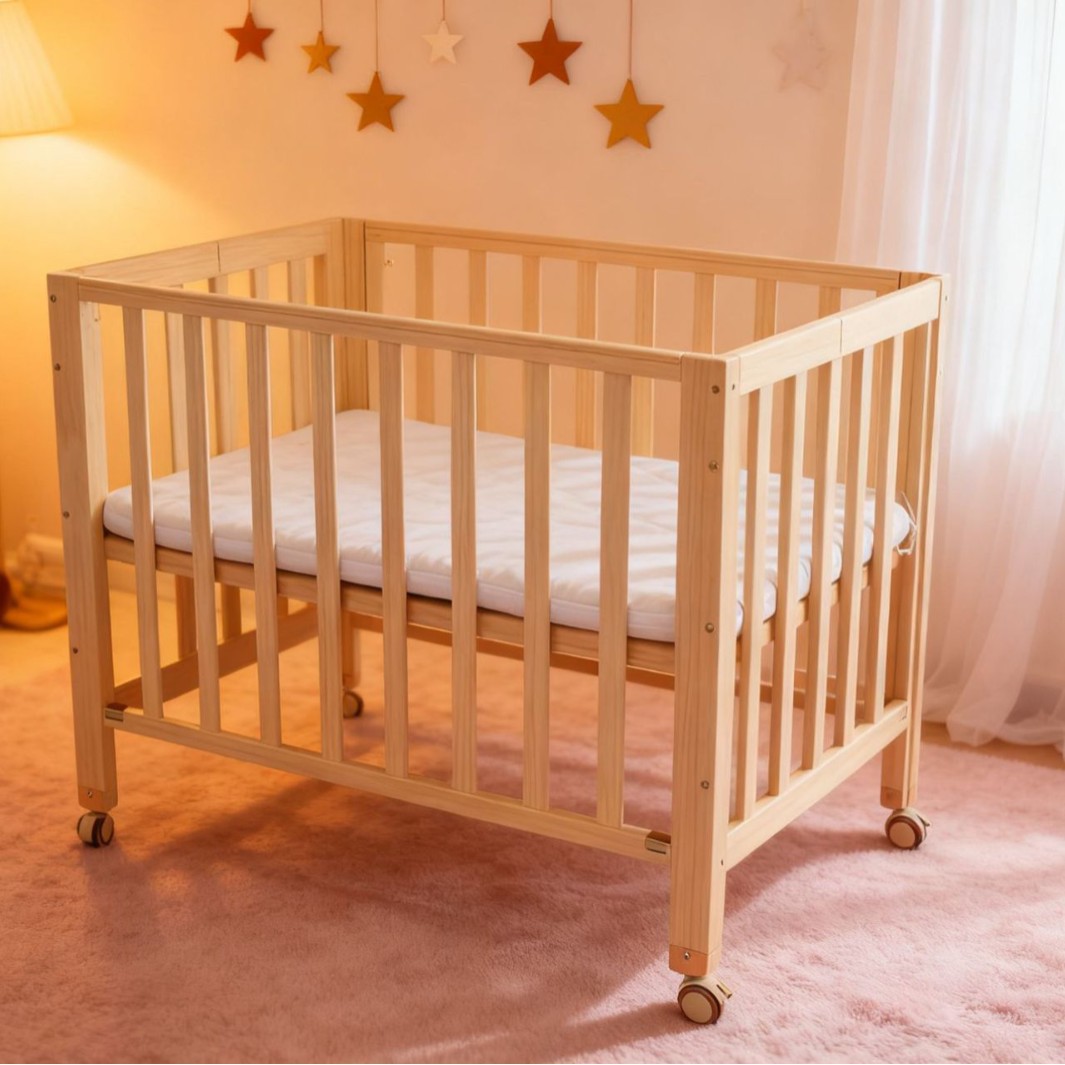 [Настраиваемая] Размер можно настроить, массивное дерево, без установки, легко хранить, складная детская кроватка