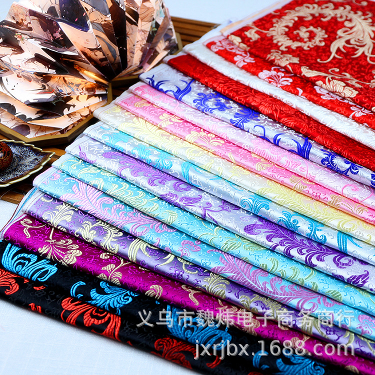 Brocade Fabric, Ancient Han Dynasty, Kimono, Tang Suit, Jacquard Silk Silks and Satins Cheongsam Clothing Fabric, Phoenix Tail Peony Flower