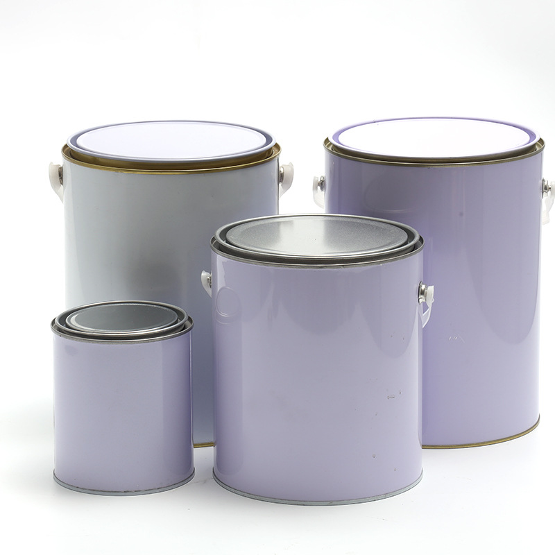 Wholesale 1L4L5L lifting metal round cans painted white water-based sealed small barrel paint pigment chemical metal round cans