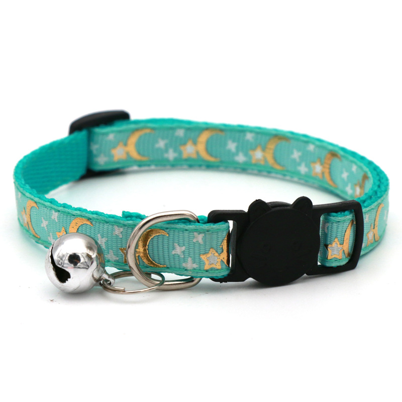 Pet Bronzing Moon Star Cat Dog Collar Cat Buckle Gold Separated Reflective Safety Buckle Collar