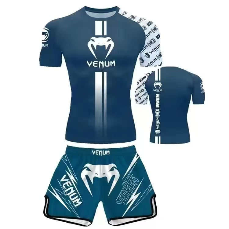 Sparring Training Suit Ufc Suit Men's Boxing Tight-Fitting Quick-Drying Clothing Muay Thai Fighting Short-Sleeved Shorts Gym Fighting