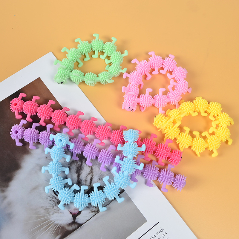 Cross-Border Hot-Selling Caterpillar Stress-Relief Noodle Rope Tpr Children's Stress-Relief Pull Rope Noodle