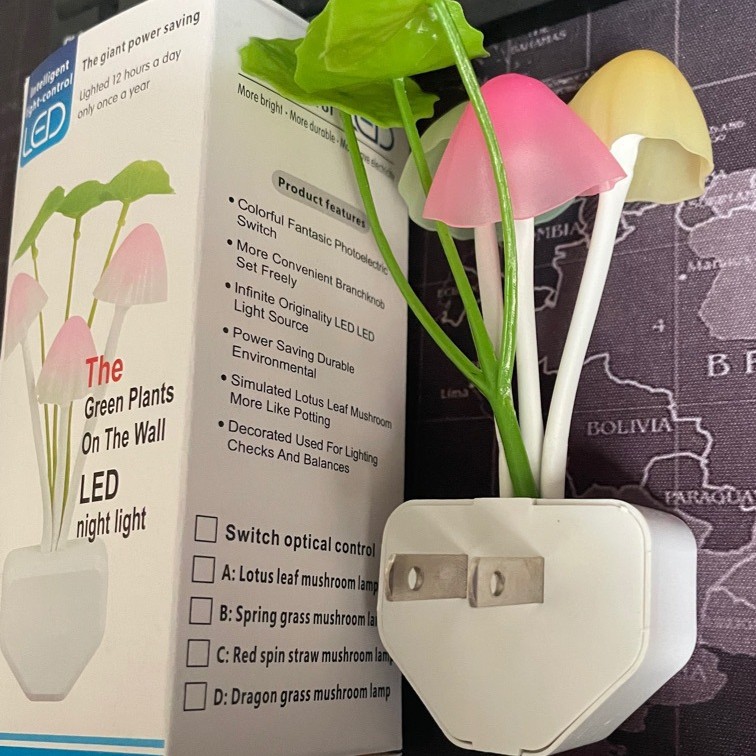 Light Control Lotus Leaf Mushroom Lamp Triangular Water Grass Mushroom Lamp Induction Lotus Leaf Night Light Water Grass Night Light