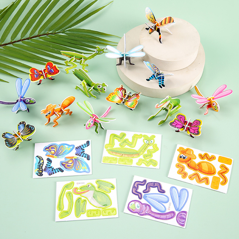Insect 3D paper three-dimensional jigsaw puzzle kindergarten handmade diy children's early education educational toys wholesale to push prizes