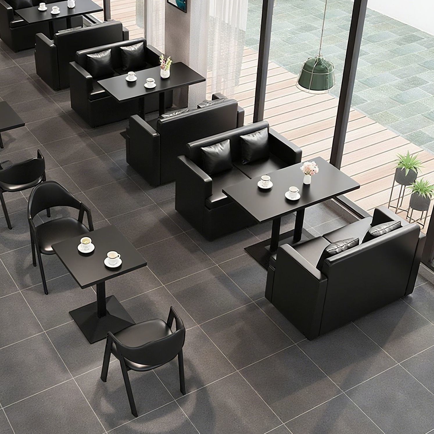 Ретро индустриальный стиль, диван с подлокотниками для бара, комбинация стола и стульев для фолк-паба, коммерческий двойной кожаный диван