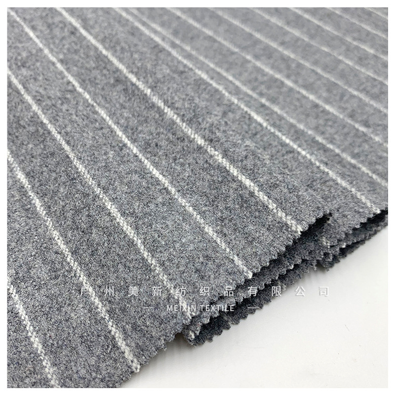 8856# medium striped woolen 600g coarse double-sided woolen fabric direct supply suit coat woolen fabric wholesale
