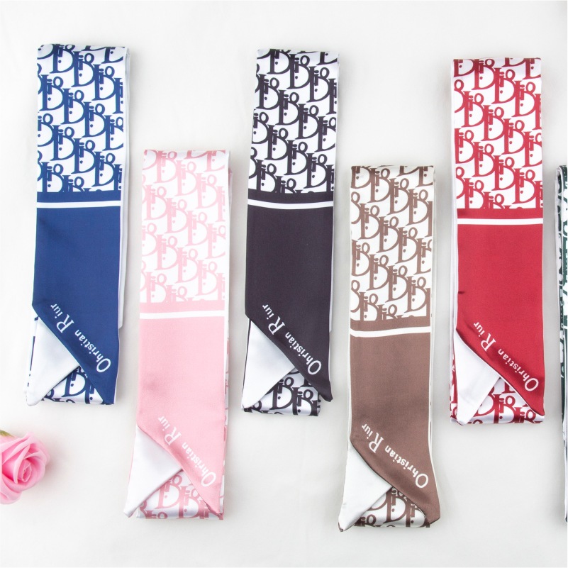 2023 New Headscarf Hair Band Retro Silk Scarf Women's Small Long Ribbon Ribbon Tie Hair Belt Tie Bag Summer Scarf