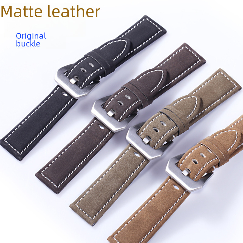 Spot supply frosted cow leather watch with high-grade handmade thick line original buckle 18-24mm