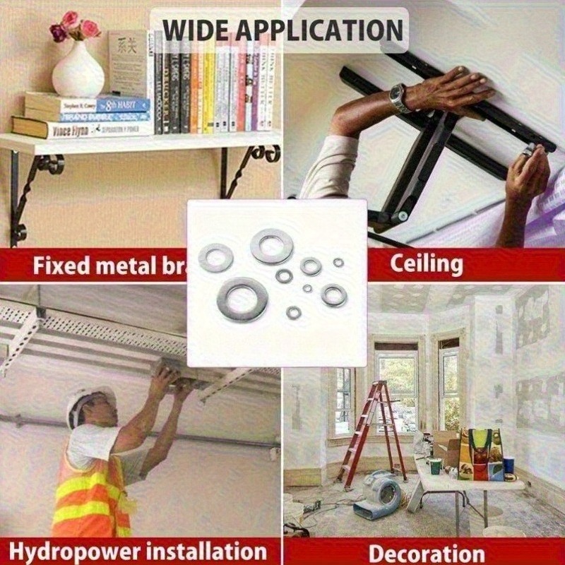 180/360Pcs Flat Washer Set, Various Specifications, Metal Gaskets, Easy to Install, Special for Automotive Parts