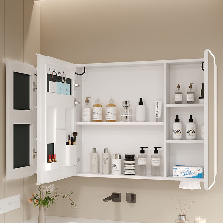 New Arc Smart Mirror Cabinet Space Aluminum Bathroom Wall-mounted Separate Mirror Box with Storage Rack Beauty Mirror Storage