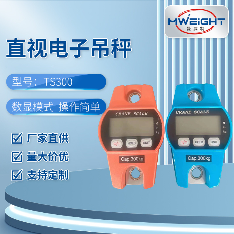 Поставка завода TS300 Портативные электронные подвесные весы Оптовая продажа электронных крючковых весов
