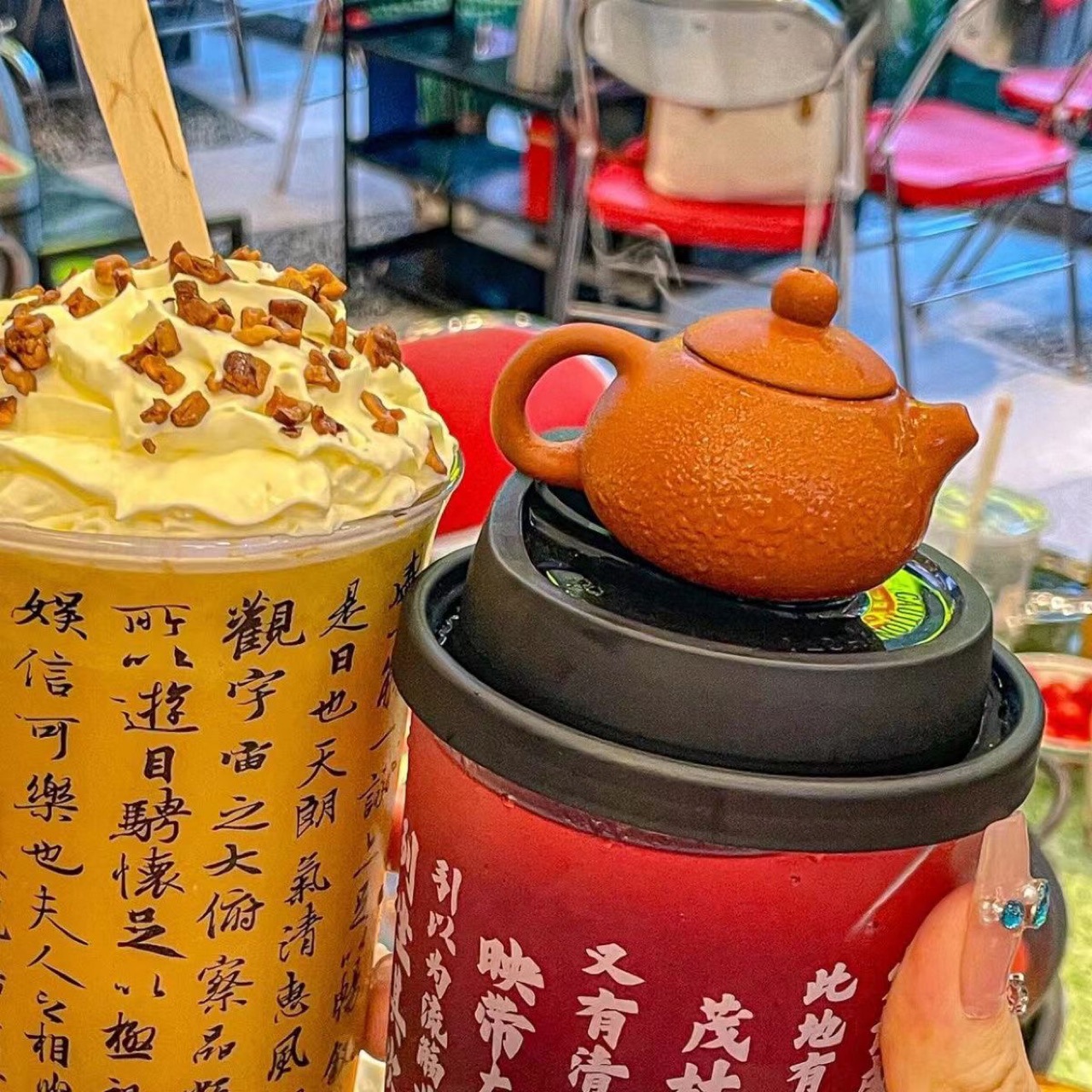 Mini Teapot with Dry Ice Smoke, Chinese Style Tea Drink, Kidsren's Tea Set, Milk Tea Shop Decoration, Smoke Handle Pot, Direct Sale