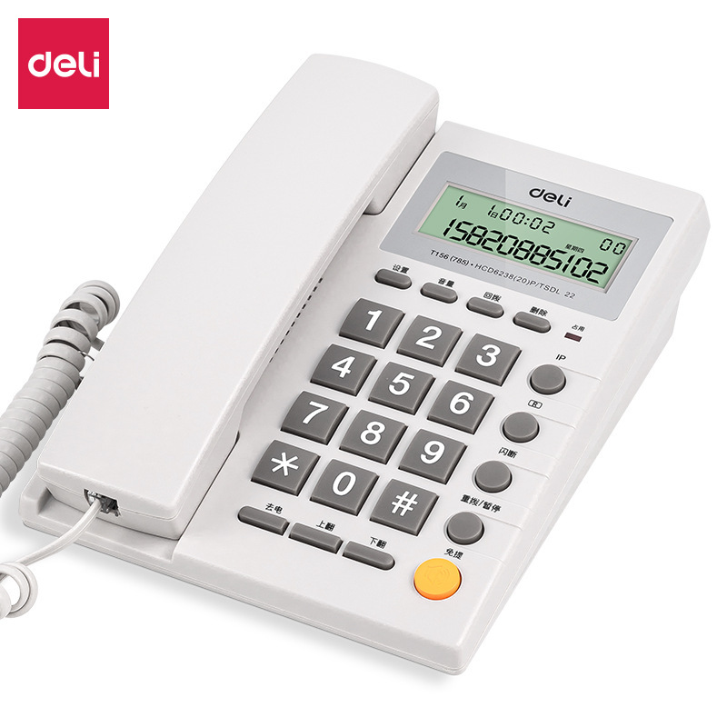 Deli Office Business Telephone Home Wired Telephone Landline Caller Id Hands-Free Fixed Telephone