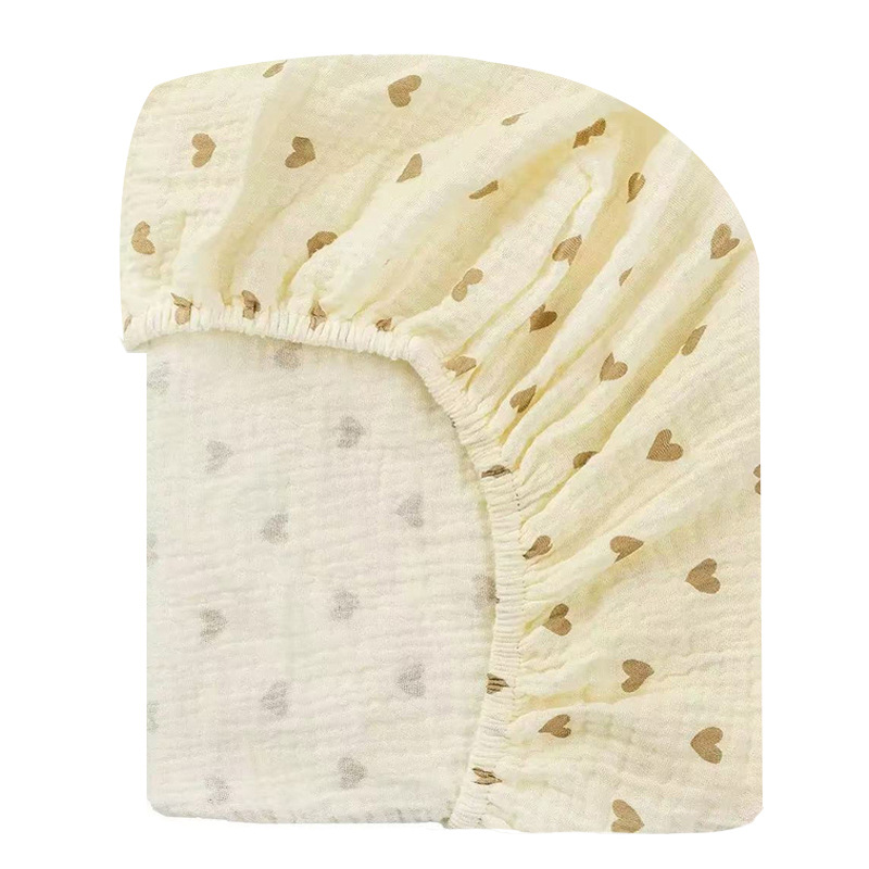 Baby Pure Cotton Type a Fitted Bed Sheets Bed Cover Baby Double-Layer Gauze Cartoon Print Spring & Fall Splicing Fitted Bed Sheets Cover
