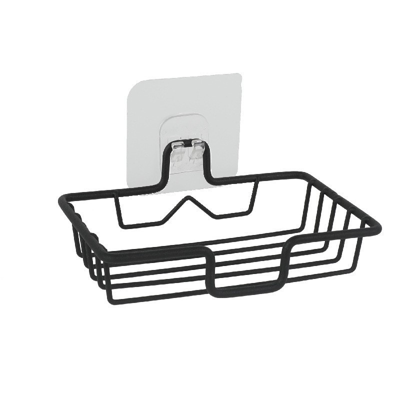 Stainless Steel Soap Storage Rack for Bathroom, Punch-Free Soap Holder, Wall-Mounted Black Soap Rack Net