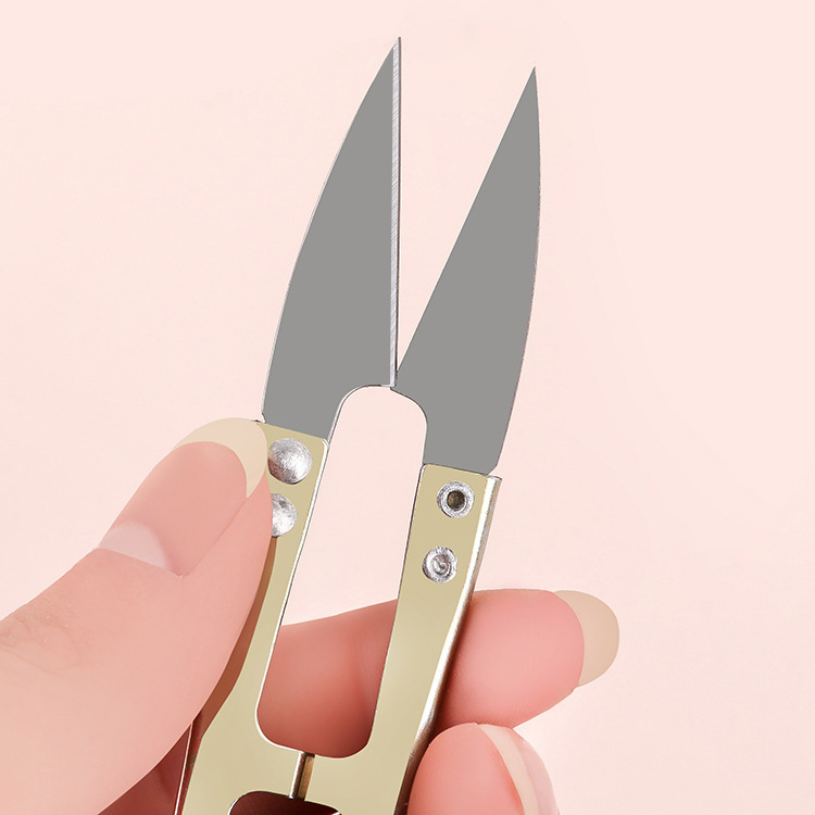 Large U-Shaped Spring Yarn Scissors for Home Use, Cross-Stitch Clothing Thread Trimming, Sewing Scissors, Colorfulful Iron Small Scissors