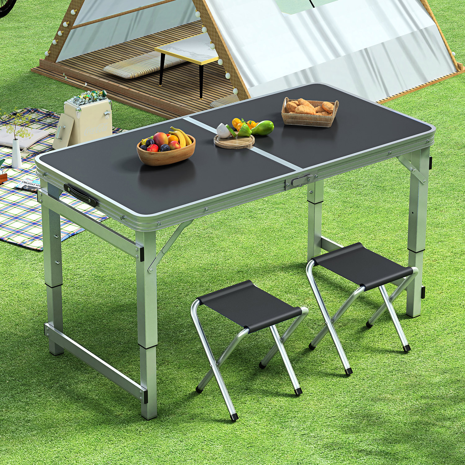 Outdoor Table Portable Aluminum Alloy Foldable Dining Table Folding Table and Chair Picnic Small Table Stall Table Round Square Tube Table