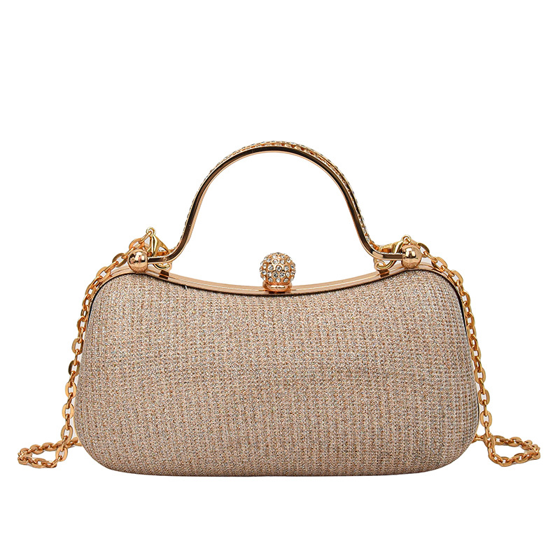 Evening Bags Are Popular This Year. Women's Bags with Exquisite Texture, Simple Lock Buckle Small Bags, Light Luxury Shoulder Chain Bags