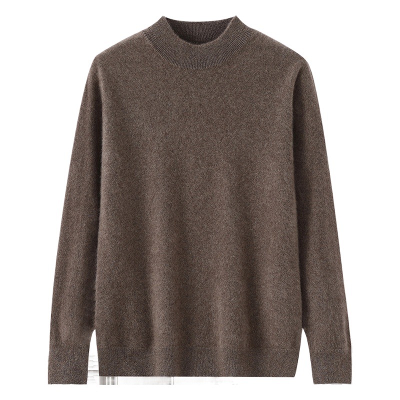 25 New 100% Pure Wool Sweater Men's Half Turtleneck Knitted Pullover Sweater Casual Loose Bottoming Cashmere Sweater