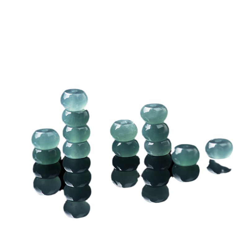 Natural Jade A goods ice old blue water abacus beads bracelet necklace handmade DIY accessories beads loose beads beads