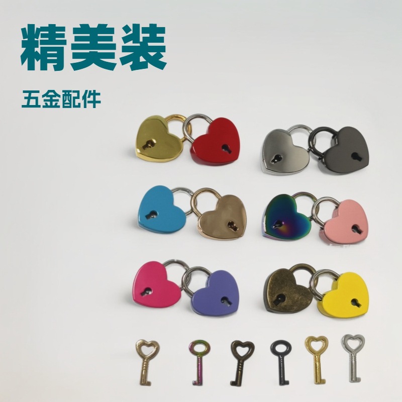 Малый мини-замок из цинкового сплава, сердечный замок с ключом, декоративная фурнитура, оптовая продажа