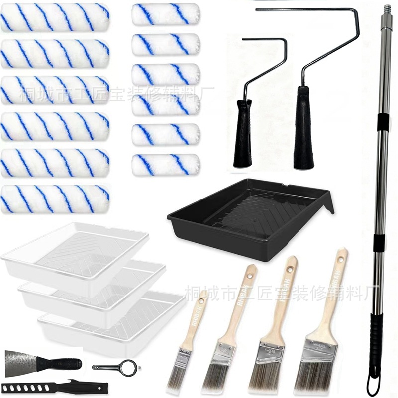 Paint Tray Liner Roller Brush Set Wall Latex Paint Roller Brush Floor Paint Roller Brush Cross-Border