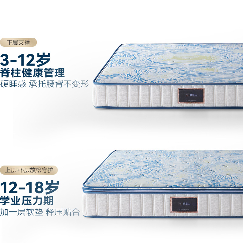 Jinkoer One-Pad Three-Purpose Seven-Zone Latex Independent Bag Spine Protection Spring Antibacterial and Anti-Mite Kidsren's Mattress Pilot