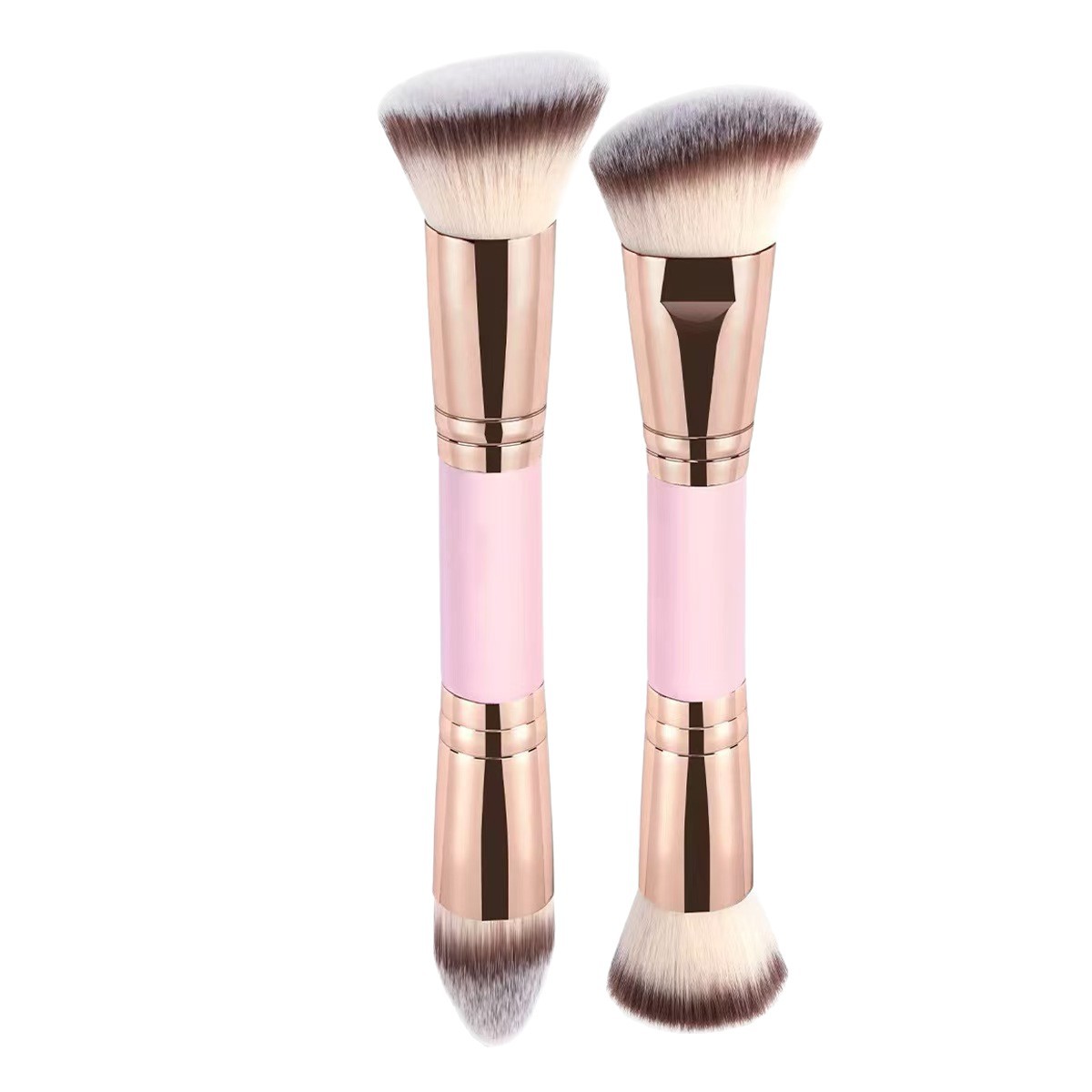 Cross-Border 5 Double-Ended Makeup Brushes, Foundation Blush Brush, Three-Color Soft-Bristled Contouring Brush, Loose Powder Brush, Foreign Trade Beauty Tools