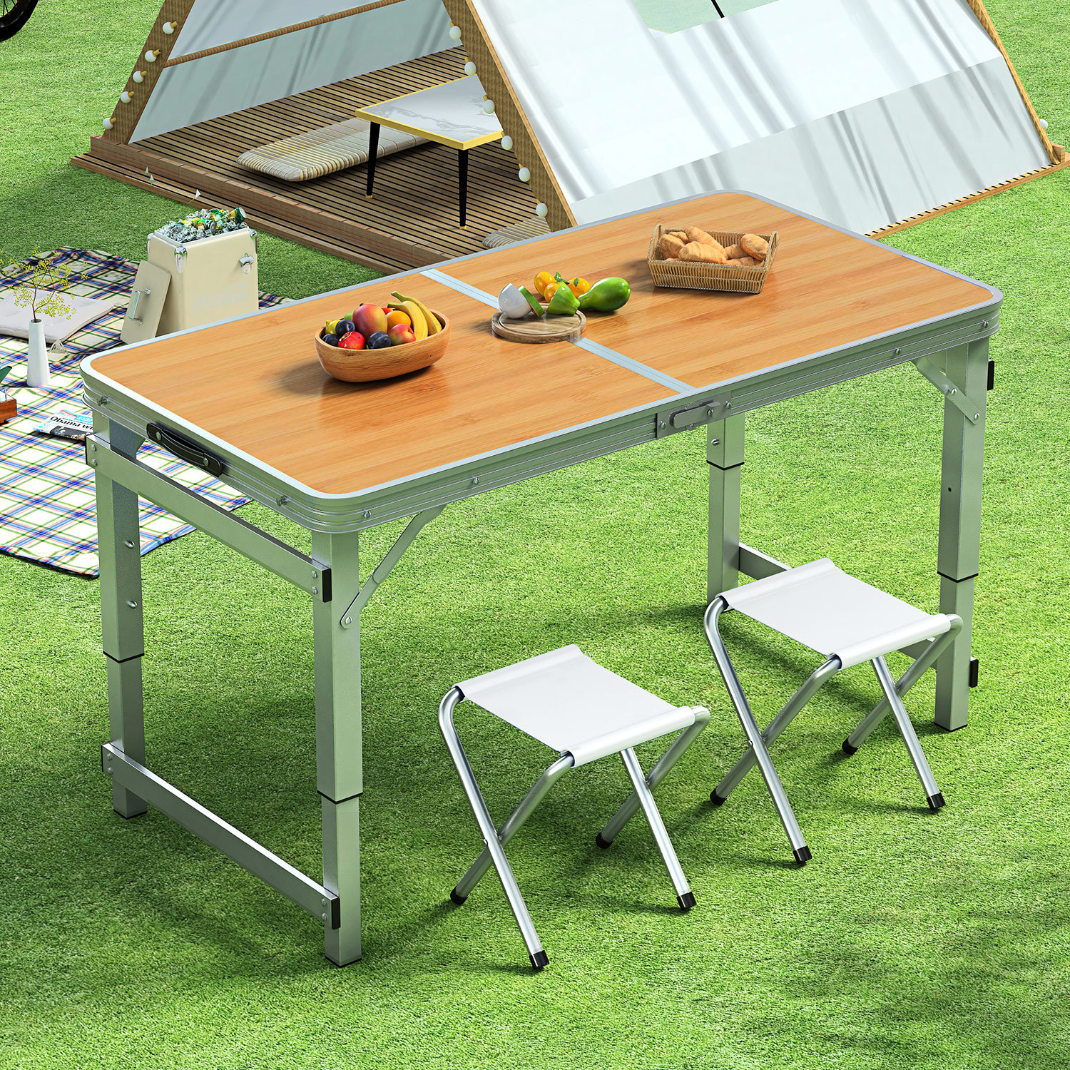 Outdoor Table Portable Aluminum Alloy Foldable Dining Table Folding Table and Chair Picnic Small Table Stall Table Round Square Tube Table