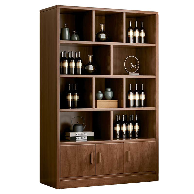 Solid Wood Ecological Board Wine Cabinet Wall Living Room Storage Display Cabinet Commercial Wine Rack 2024 New Household New Chinese Style