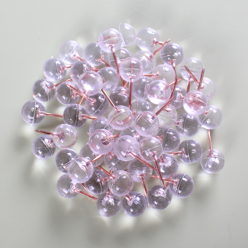 Clear round ball plastic pushpin rose gold needle Cork label nail fixed note Photo Press nail press ball nail