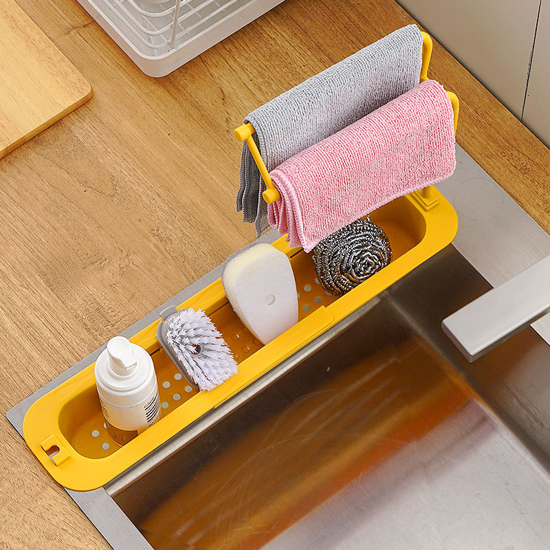 Simple Kitchen Sink Free Telescopic Draining Rack No Punch Storage Convenient Cloth Rack Hot Slag Rack