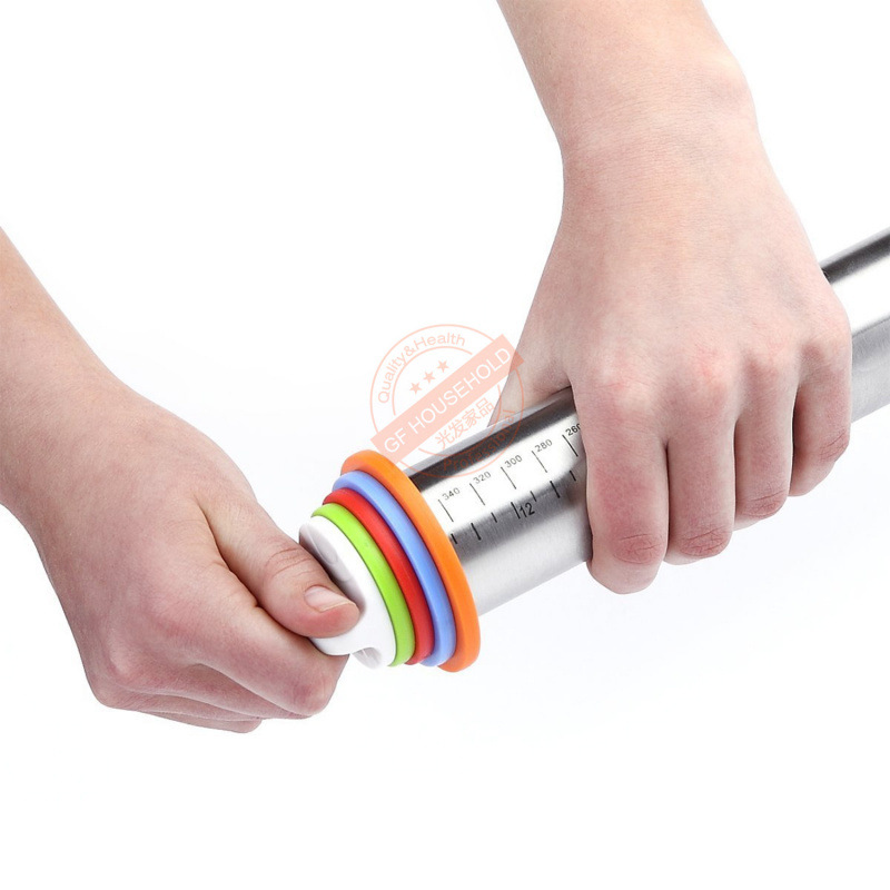 Amazon 17inch Stainless Steel Rolling Pin Kneading Mat Set Adjustable Thickness Rolling Pin with Scale for Baking