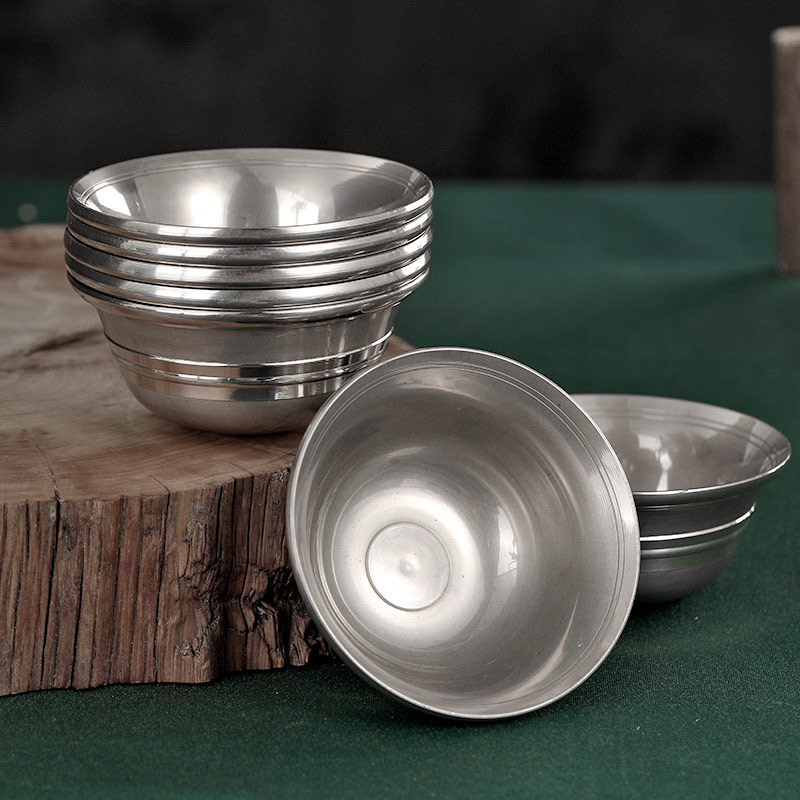 Nepalese Handmade Bronze Flat-Bottomed Water Bowl, Water Cup, Buddhist Hall Home Furnishings, a Set of Seven Holy Water Cups, Pure Copper