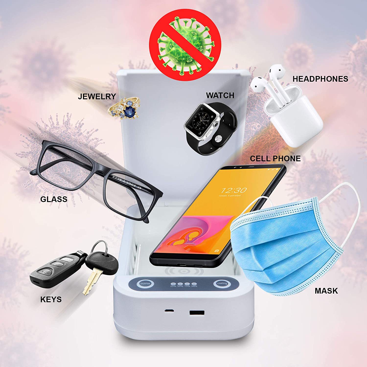 Ultraviolet Uv Lamp Disinfection Box Mobile Phone Mask Sterilizer Sterilization Lamp Ultraviolet Lamp USB Direct Charging