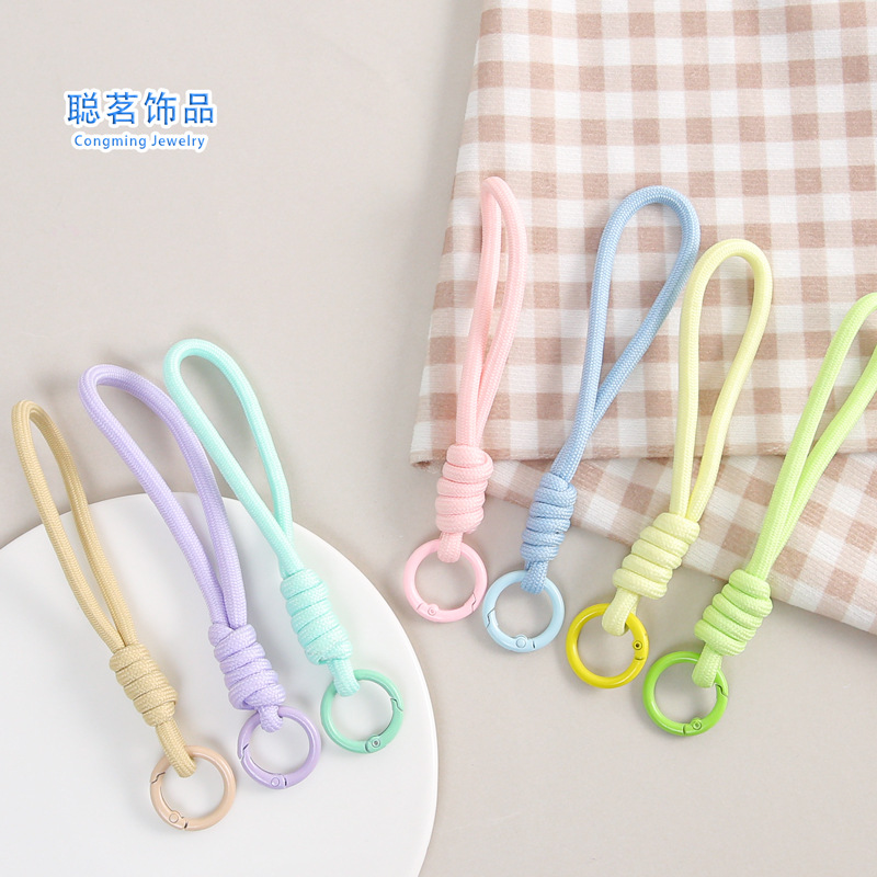 Многоцветный ремешок для мобильного телефона, короткий противоутратный запястный шнур, ручной плетеный хлопковый шнур, DIY ювелирные аксессуары, кулон-брелок