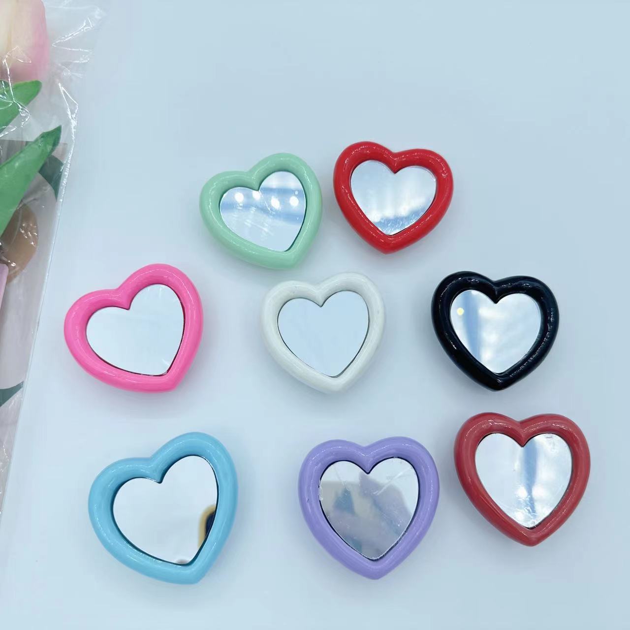 Зеркало в форме сердца корейского и японского стиля, складная телескопическая подставка для телефона, модная подставка с зеркалом в форме персика