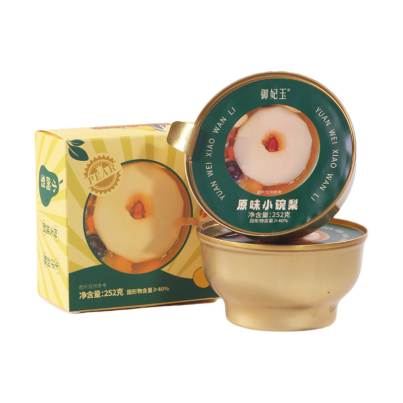 Runsheng Small Bowl of Pears, Autumn and Winter Roasted Pears, Whole Xylitol White Fungus Stewed Snow Pears, Ready to Eat 252*6 Bowls Gift Box