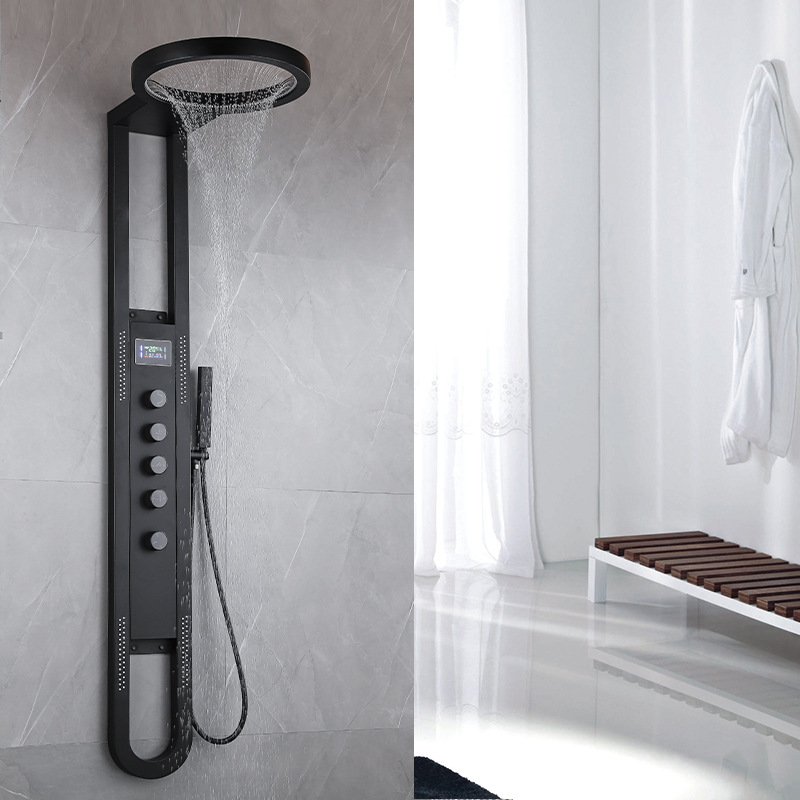 New Foreign Trade Bathroom Digital Display Shower Head Large Ring Funnel-Shaped Dome Rain Shower Screen Bathroom