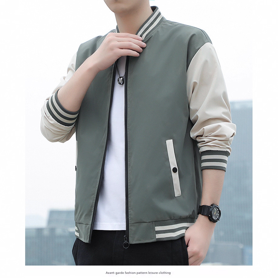 Trendy Baseball Collar Sports Color-Blocking Baseball Jacket Cardigan Custom Class Uniform Workwear Stand Collar Jacket Custom