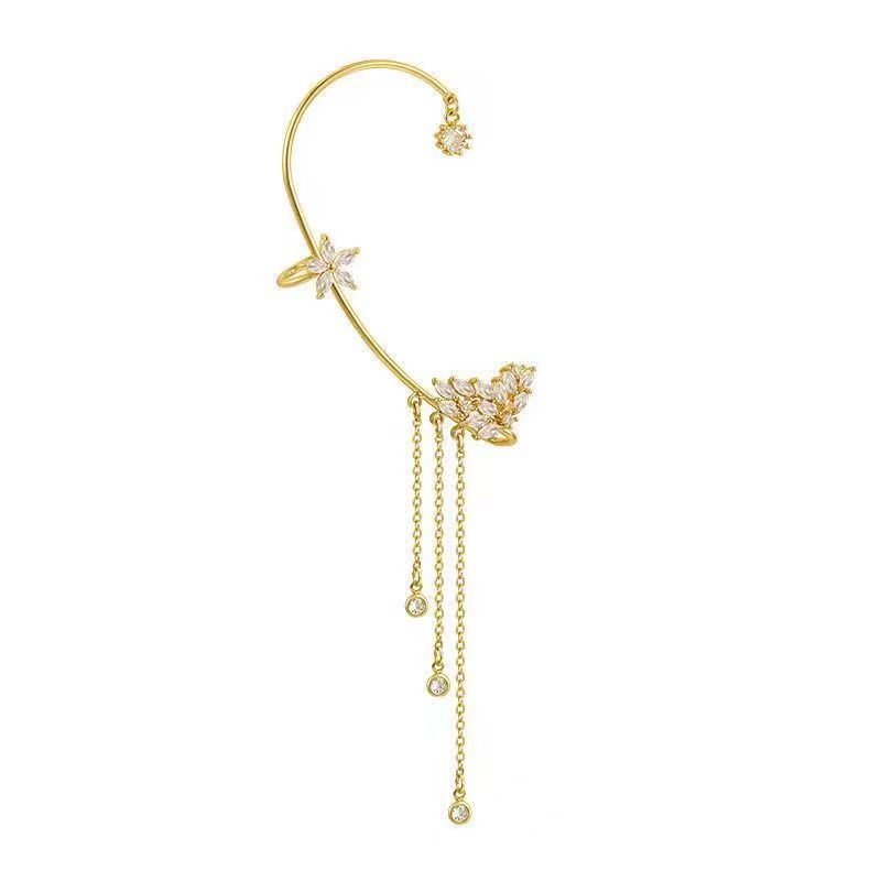 Ear Hanging Without Ear Hole All-match Anti-drop Ear Hanging Jewelry Wind Spring Festival Tassel Earrings Dagging Sense Super Fairy Hanging Ear Bone Clip