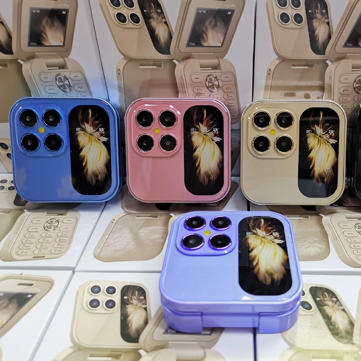 Cross-border foreign trade i17 mini dual card 2G non-smart phone flip machine keys for the elderly mobile phone i16 pro