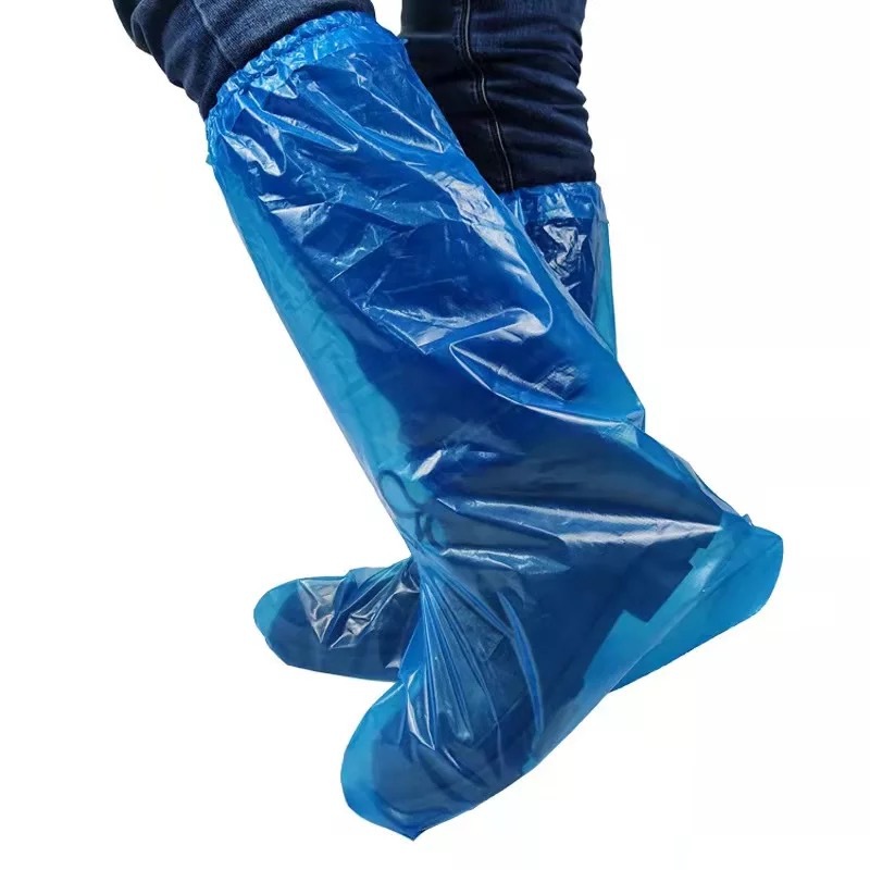 Disposable rainproof shoe cover high-top over-the-knee plastic thickened foot cover water park waterproof drifting farm boot cover