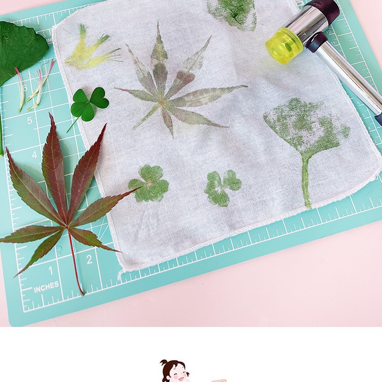 Plant Dyeing Material Kit DIY Tool Set Canvas Bag Square Towel Printing Dyeing Hammer Rubbing Cloth Bag White Cloth