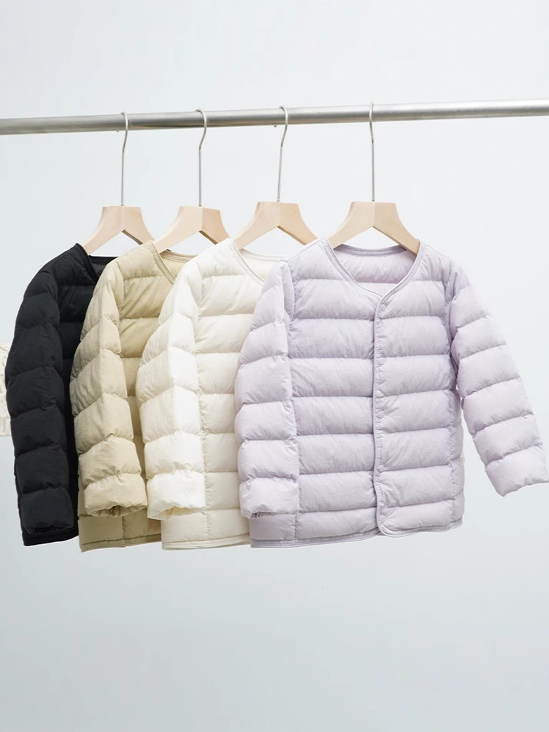 Children's down Jacket Lining Round Neck Long Sleeve Winter New 90 White Duck down K-Style Warm and Light Style for Boys and Girls