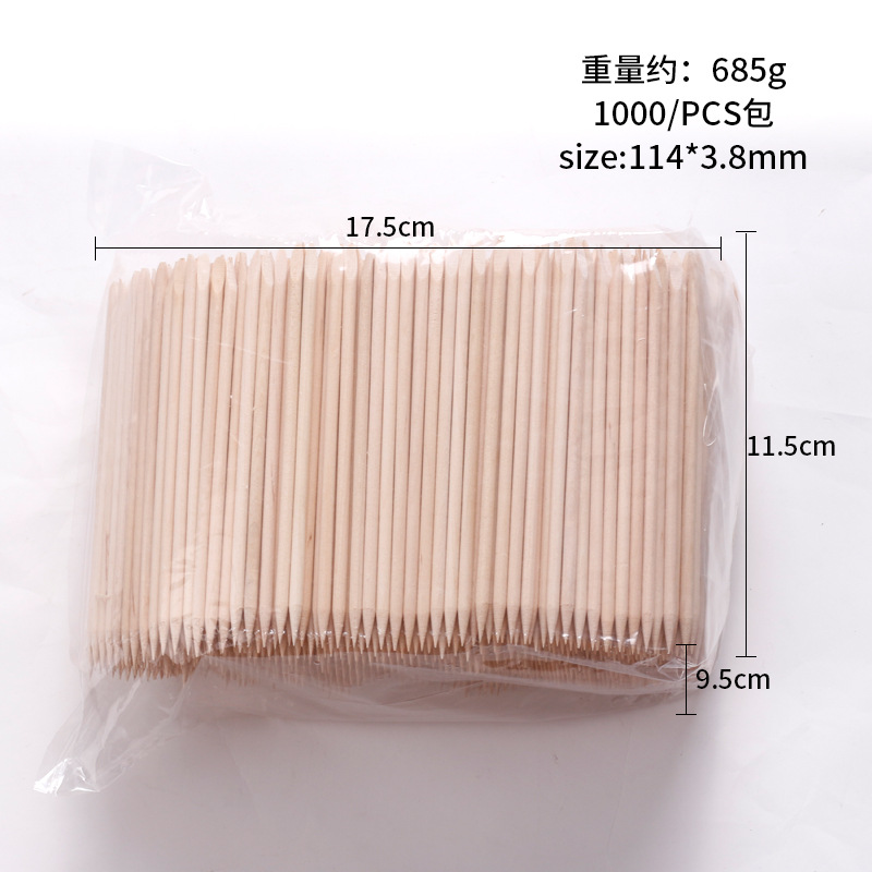 Nail drill orange stick length Series Multi-functional 100 a pack of double-headed beauty wooden label beech wood can be customized